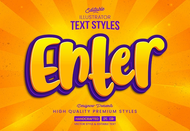 Enter 3d editable text effect vector with background