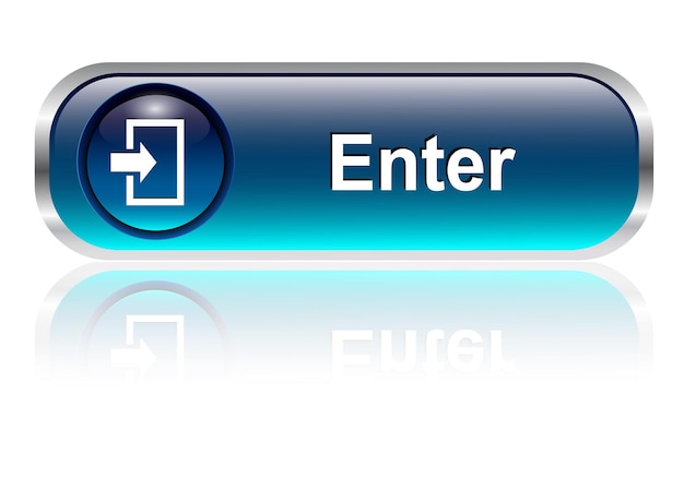 Enter button, icon blue glossy with shadow.