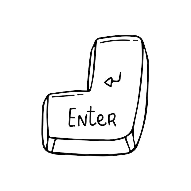 Enter button sign black white hand drawing