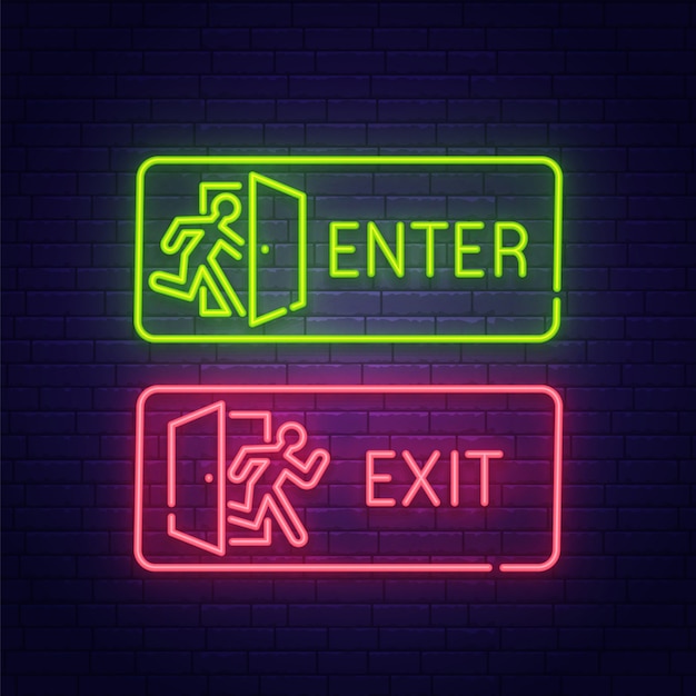 Enter and exit neon sign