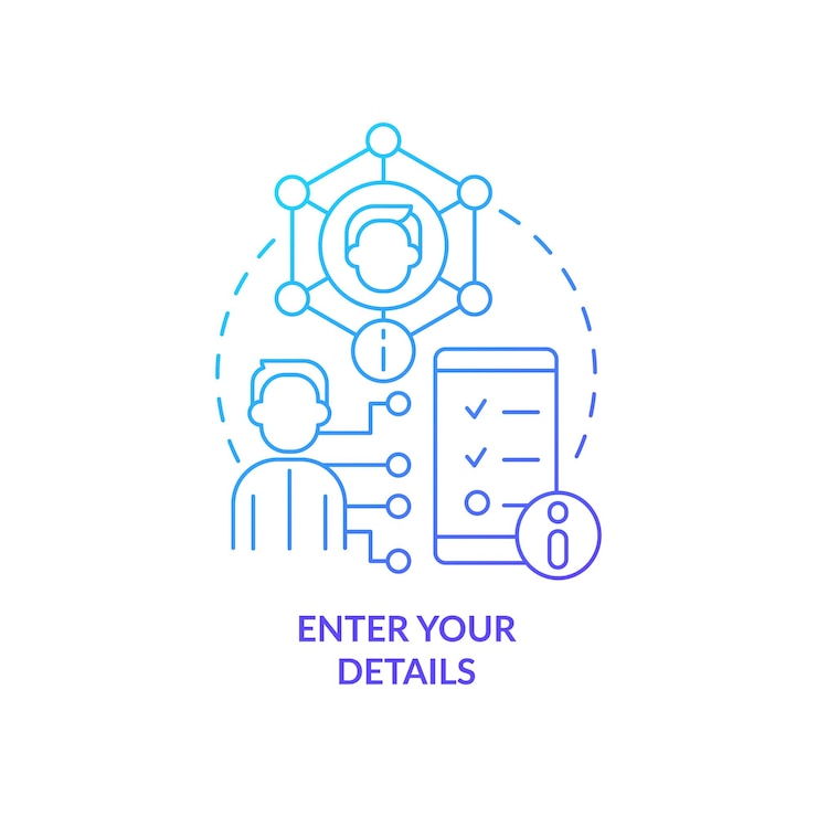 Vector enter personal information blue gradient concept icon
