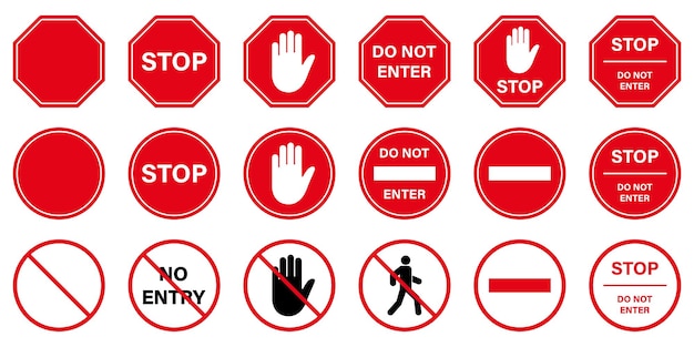 Vector do not enter red circle symbol caution no allowed entry stop road sign entrance prohibited warning