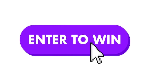 Vector enter to win button with cursor pointer click vector web button