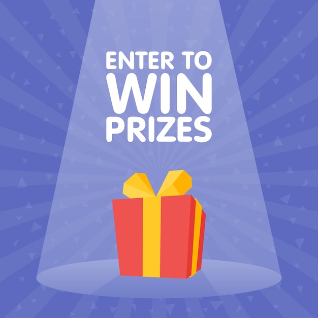 Enter to win Gift Prize red box spotlight vector illustration.