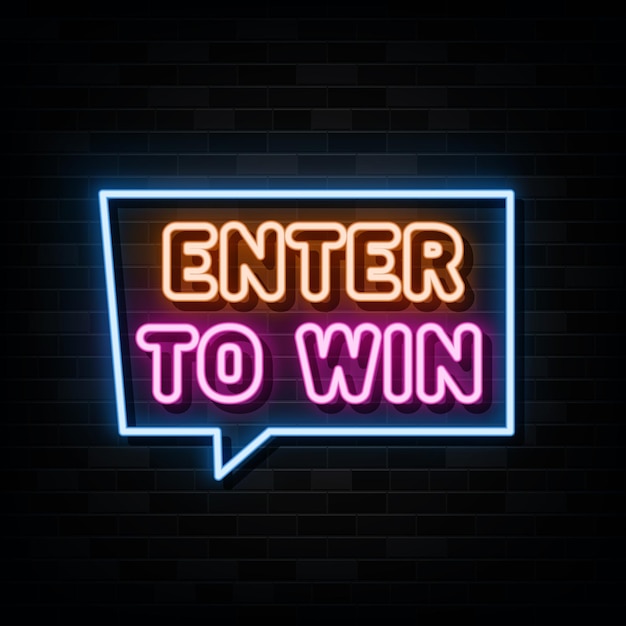 Vector enter to win neon sign neon symbol