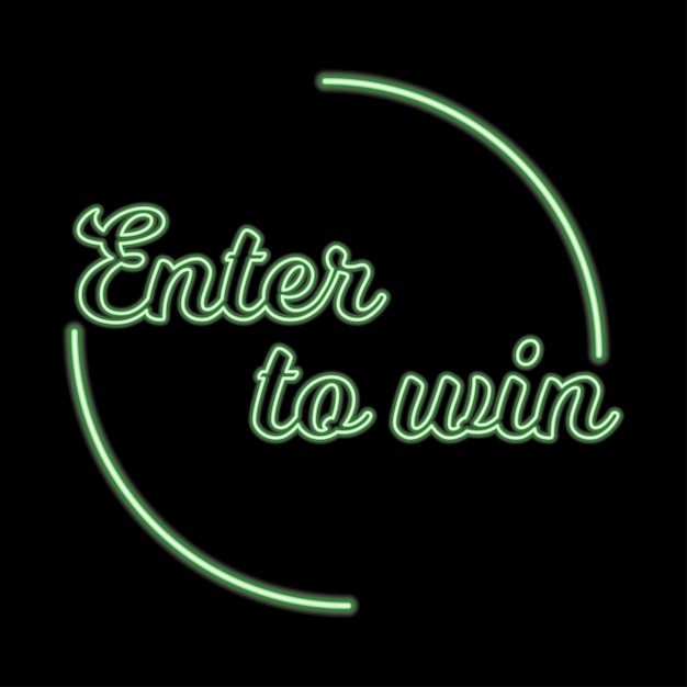 Enter to win neon signboard Vector illustration