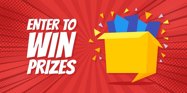 Enter to win prizes gift box banner