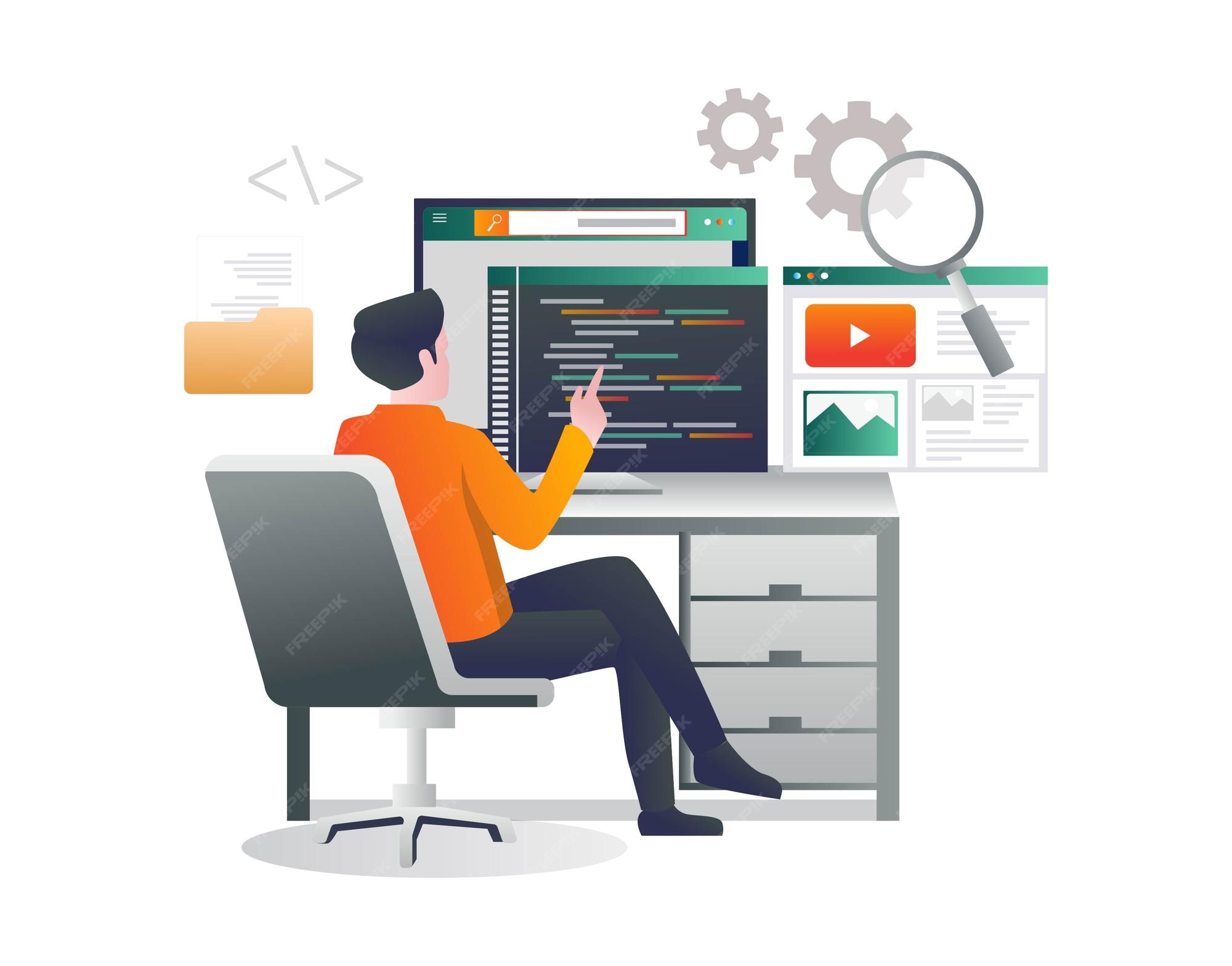 Premium Vector | Entering a programming language to create a web ...