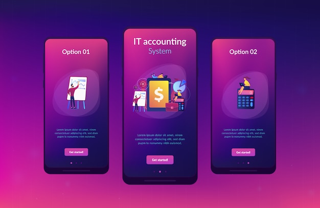 Vector enterprise accounting app interface template