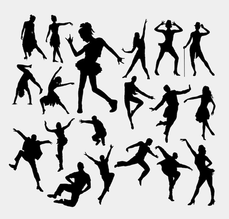 Vector entertainer mannelijk en vrouwelijk silhouet
