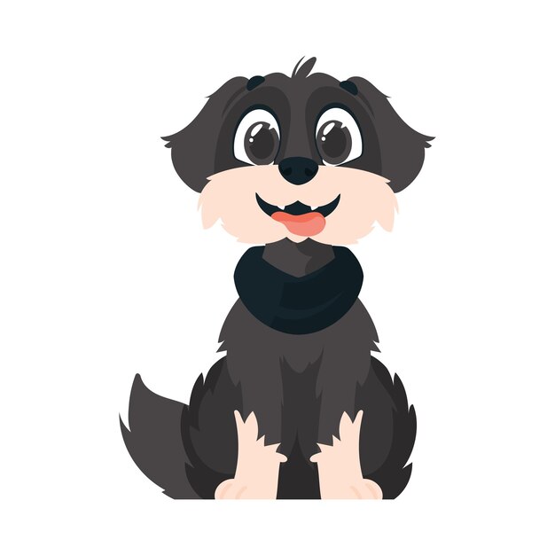 Entertainingbeat dim pooch Grinning canine Cartoon style Vector Illustration