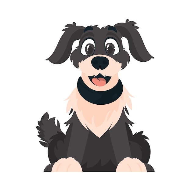 Entertainingbeat dim pooch Smiling canine Cartoon style Vector Illustration