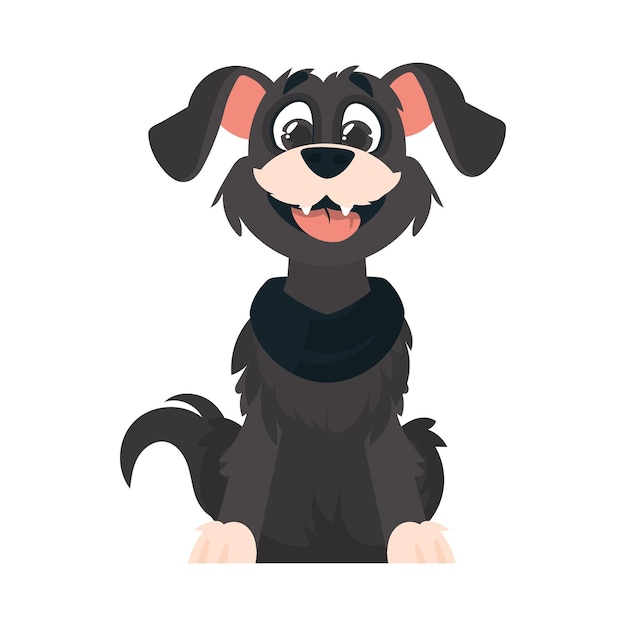 Entertainingbeat dim pooch Smiling canine Cartoon style Vector Illustration
