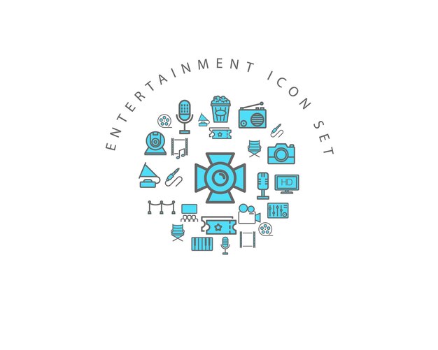 Entertainment icon set design