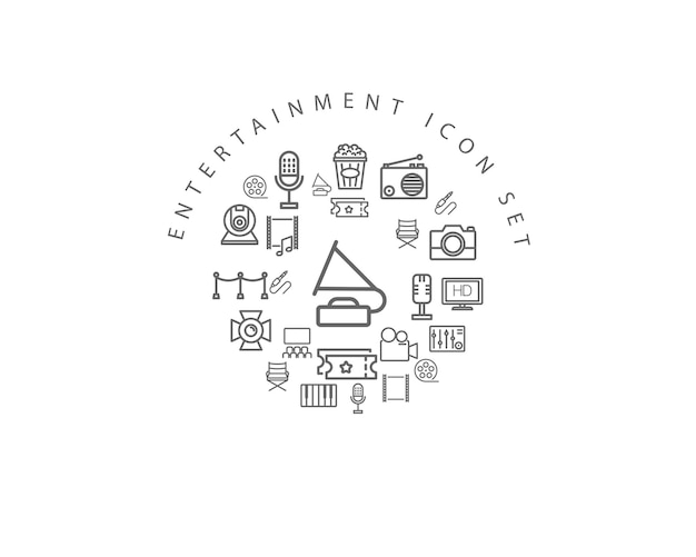 Vector entertainment icon set design