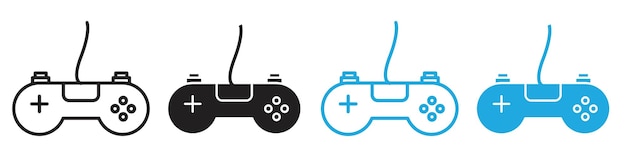 Entertainment-iconen voor gaming met joysticks en controllers