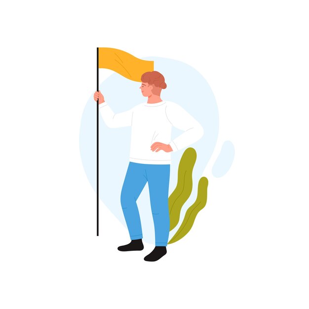 ENTJ MBTI type of personality creative extrovert holding pioneer flag
