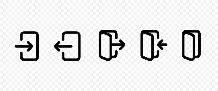 Vector entrance and exit vector icons sing in and sign out login and logout symbols doors with arrow