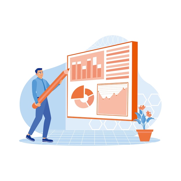 Entrepreneur ceo showing sales data graph to investors and entrepreneurs business analysis concept