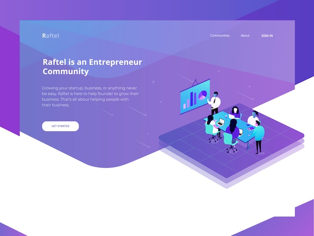 Entrepreneur website flat illustration