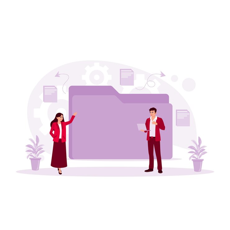 Vector entrepreneurs search manage and store document data files online database concept