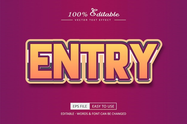 Vector entry 3d editable text effect bold style