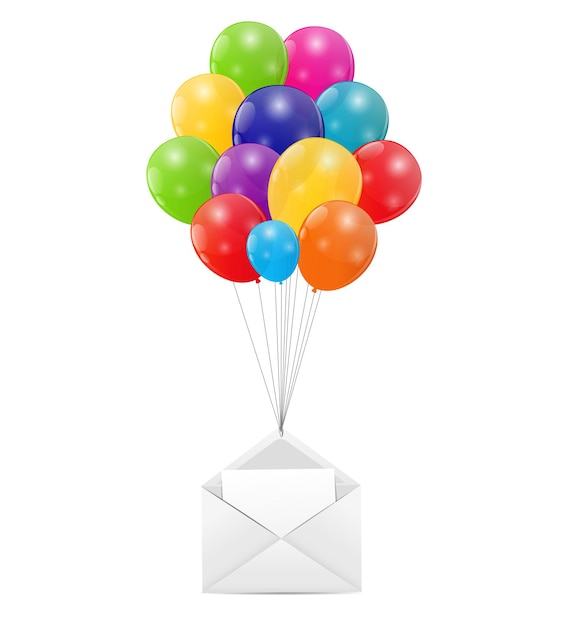 Envelop met ballonnen vectorillustratie