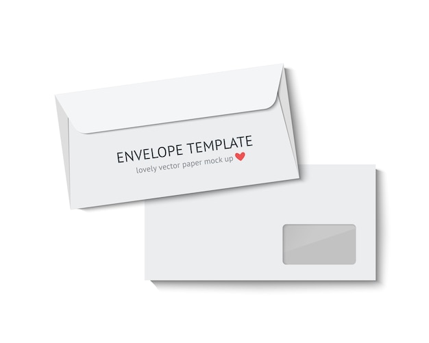 Envelop mock-up. Witboek enveloppen geïsoleerd op een witte achtergrond