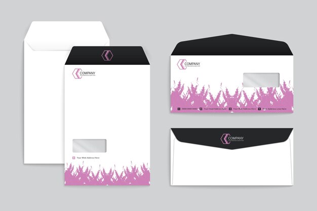 Envelope business identity stationery with brush ink stains