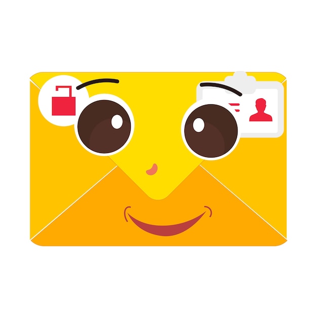 Envelope cartoon mascot character illustration points with a gesture of hand retro comic message