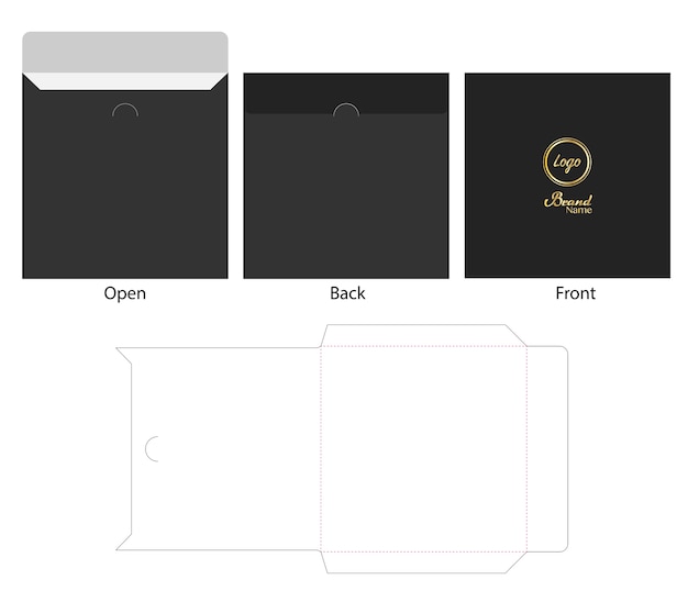 Envelope die cut mock up template vector