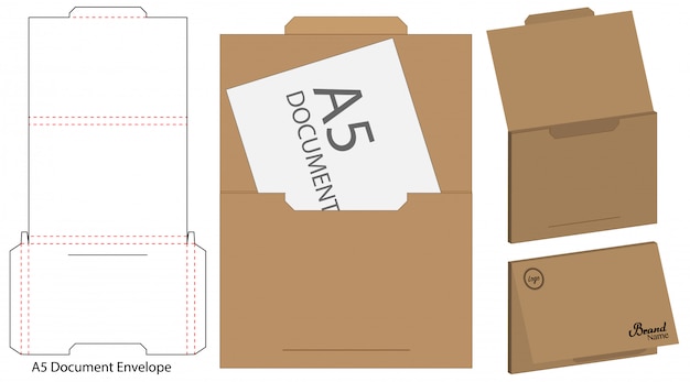 Vector envelope die cut mock up template