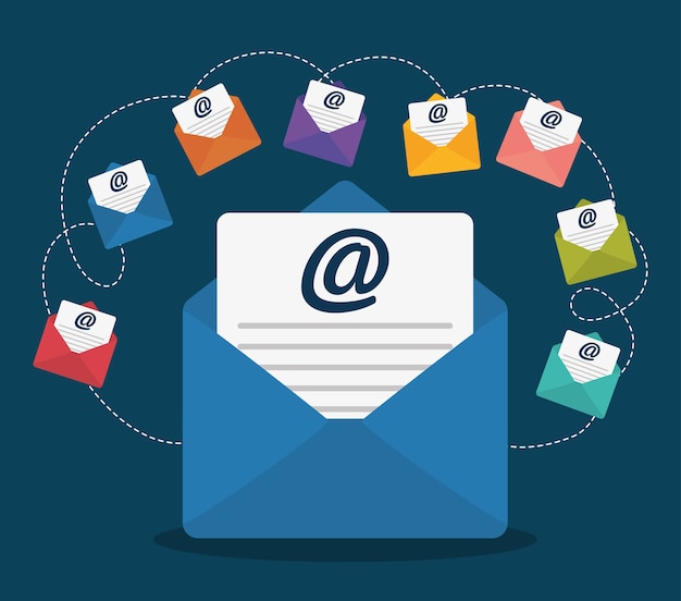 Vettore busta email marketing invia icona