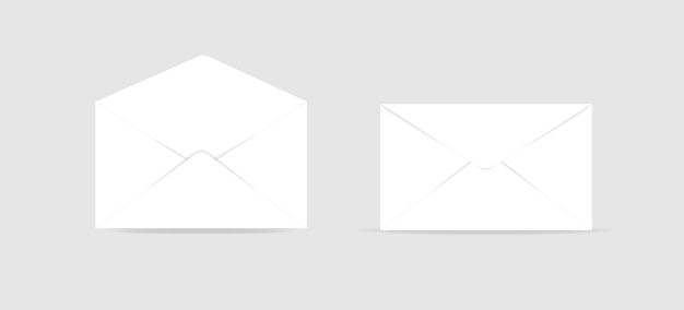 Envelope icon realistic blank white letter paper template open and closed  stock