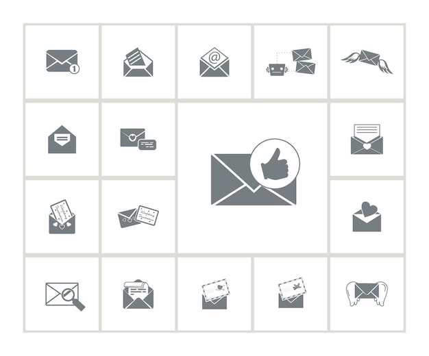набор иконок конверта с приглашательным письмом сообщение бумажной плоскости