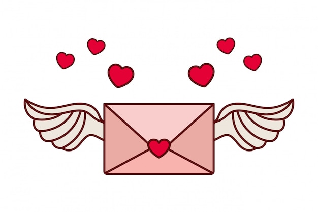 Envelope of letter with heart isolated icon