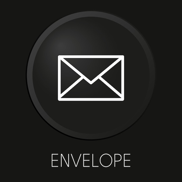 Envelope minimal vector line icon on 3D button isolated on black background Premium VectorxAxA