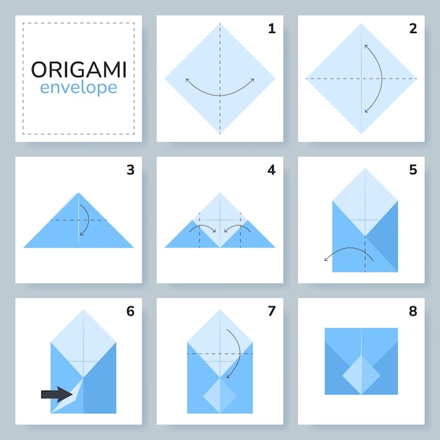 Envelope origami schema tutorial bewegend model Origami voor kinderen Stap voor stap