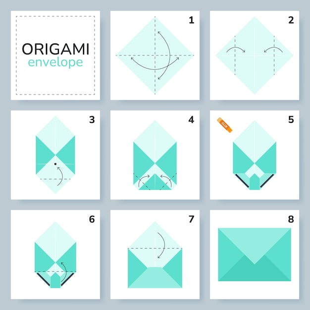 Envelope origami scheme tutorial moving model Origami for kids Step by step