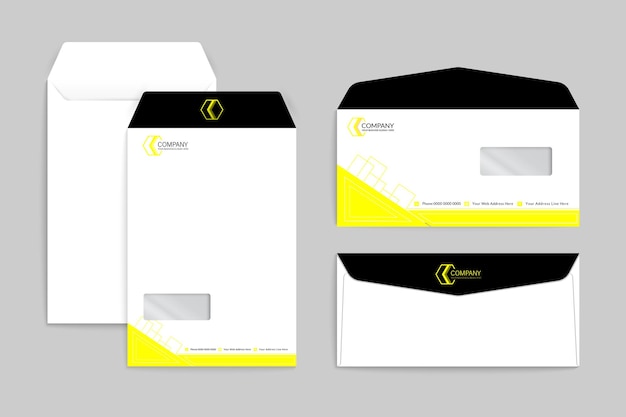 Envelope professional business yellow color branding stationery