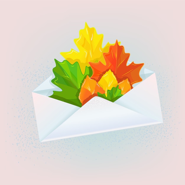 Vector envelope with autumn leaves illustration