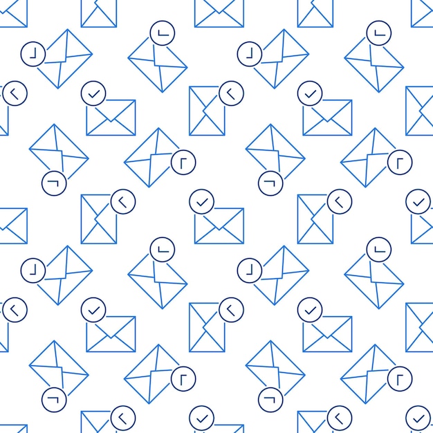 Envelope with checkmark vector email concept outline seamless pattern