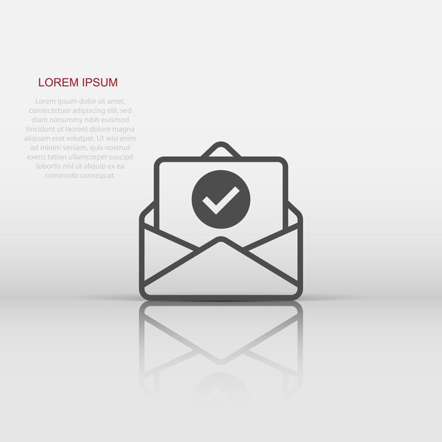 Envelope with confirmed document icon in flat style Verify vector illustration on white isolated background Receive business concept