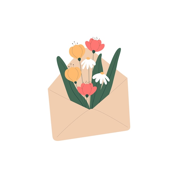 Envelope with flowers inside