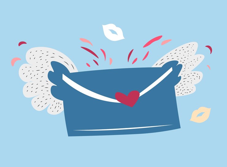 Vector envelope with heart wings illustration
