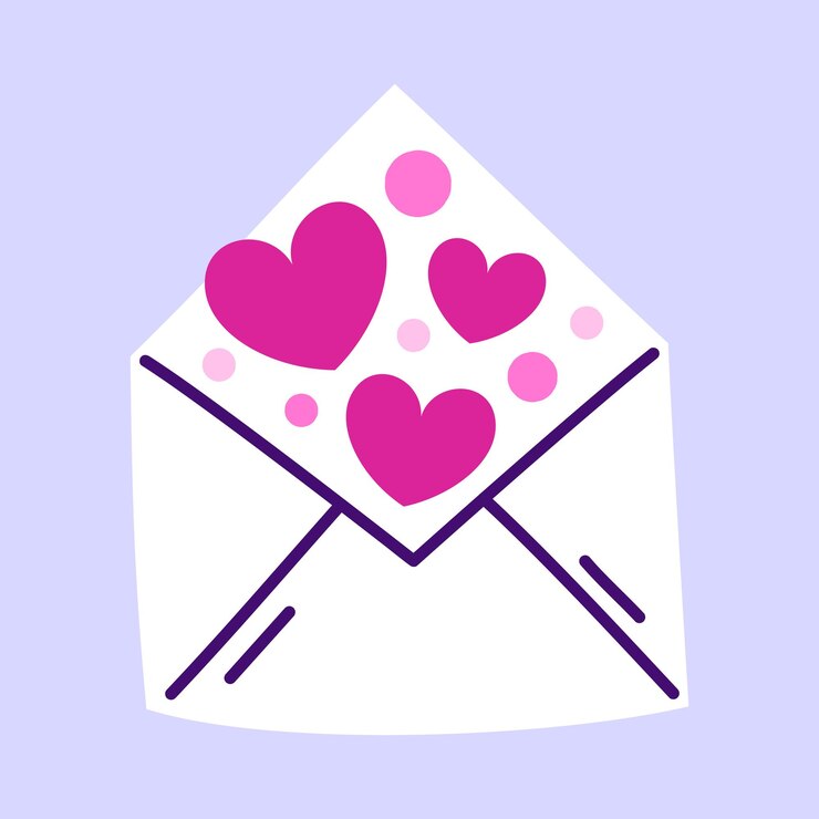 Vector envelope with hearts flat icon of love letter