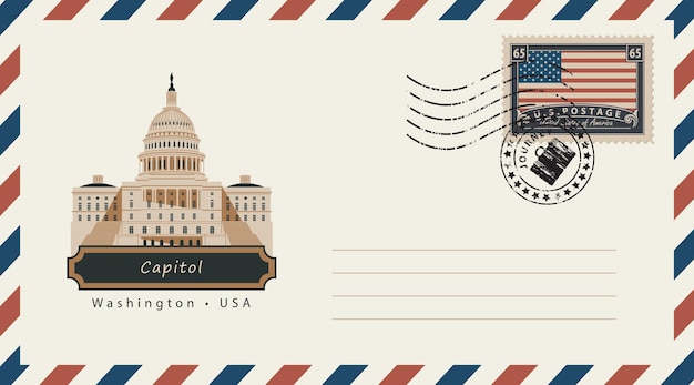 Envelope with a postage stamp with Capitol