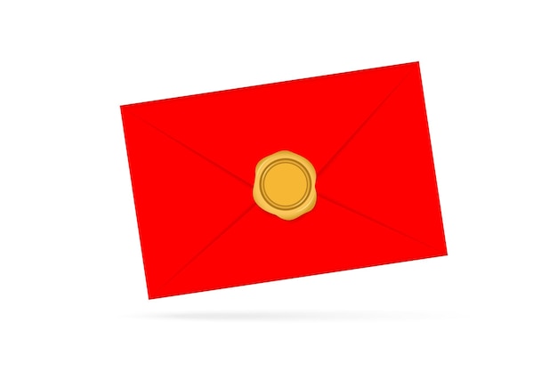 Envelope with seal Vector of red envelope Folded envelope mockup isolated on a white background Red envelope with seal Vector illustration