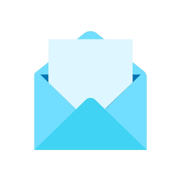 Envelope with sheet icon Flat blue message inside the envelope Vector icon