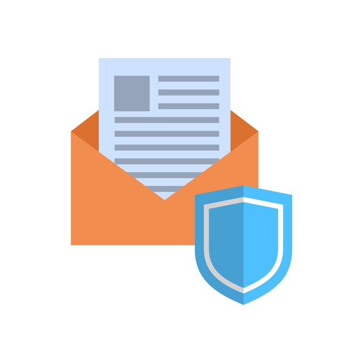Vector envelope with shield icon 